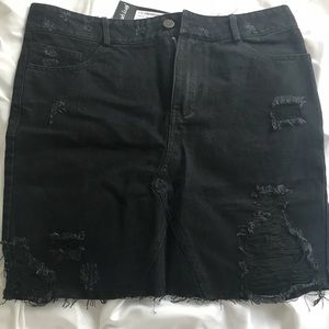 Distressed Denim Skirt